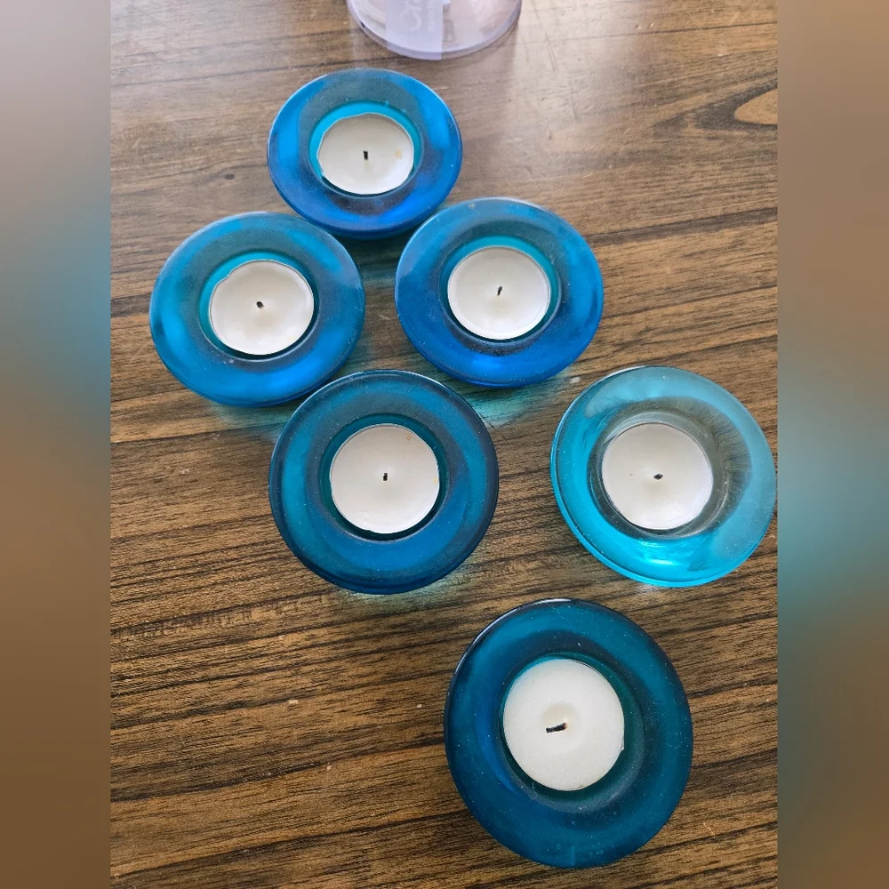 Crate & Barrel set of 6 glass tealights